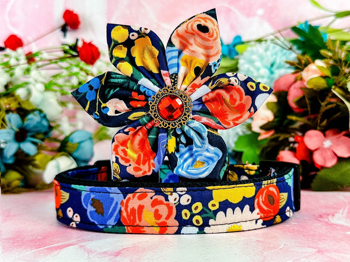 Rifle paper co dog collar with flower/ Floral dog collar/ summer spring dog collar/ autumn winter dog collar/ girl large small dog collar