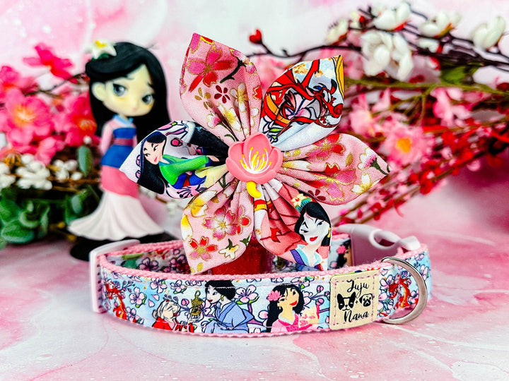 Dog collar with flower - Princess and beast