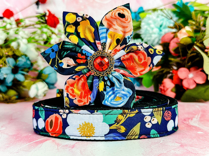 Rifle paper co dog collar with flower/ Floral dog collar/ summer spring dog collar/ autumn winter dog collar/ girl large small dog collar