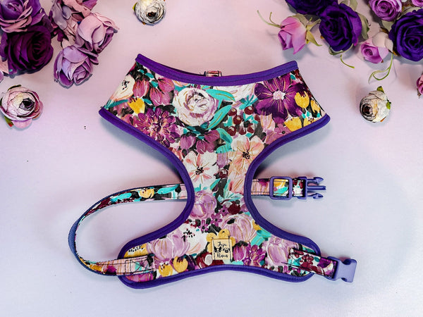 purple Girl dog harness vest/ floral dog harness