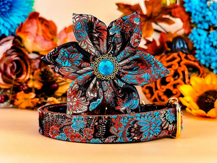 Autumn floral dog collar flower/ harvest sunflower dog collar/ Fall Thanksgiving dog collar/ small large dog collar/ liberty boho dog collar