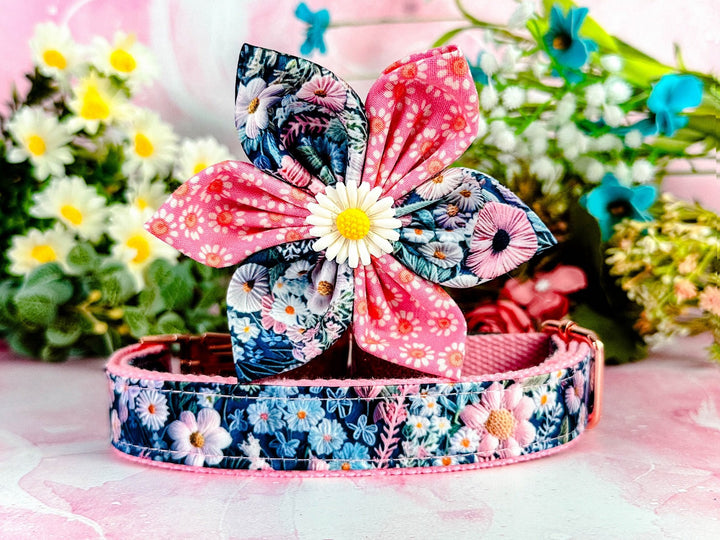 Daisy Girl dog collar flower/ Rifle paper co floral collar/ small large dog collar/ designer boho fabric collar/ medium puppy collar