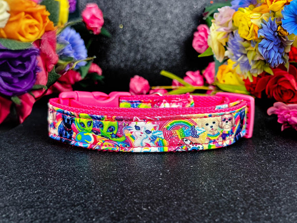 rainbow 90's girl animal dog collar/ colorful leopard pride dog collar/ summer spring winter fall dog collar/ Large small dog collar