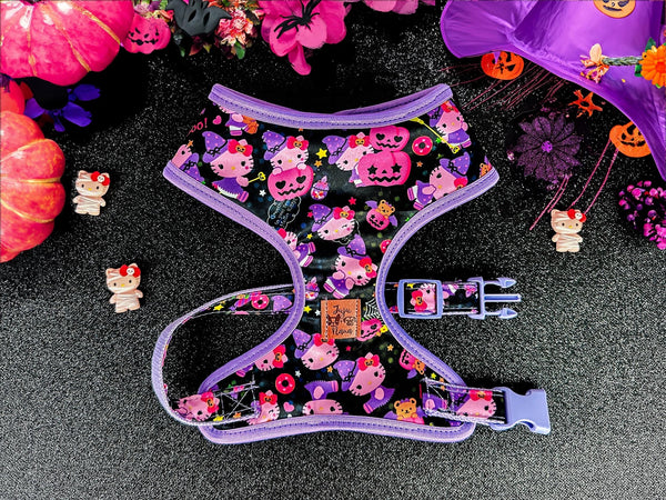 Halloween dog harness - Purple Kitty Witch