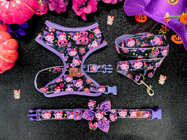 Halloween dog harness - Purple Kitty Witch