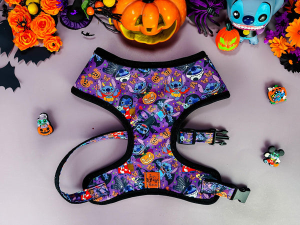 Purple Halloween dog harness vest/ Spooky pumpkin dog harness/ Jack O lantern cute holiday harness/ boy girl dog harness/ small medium dog