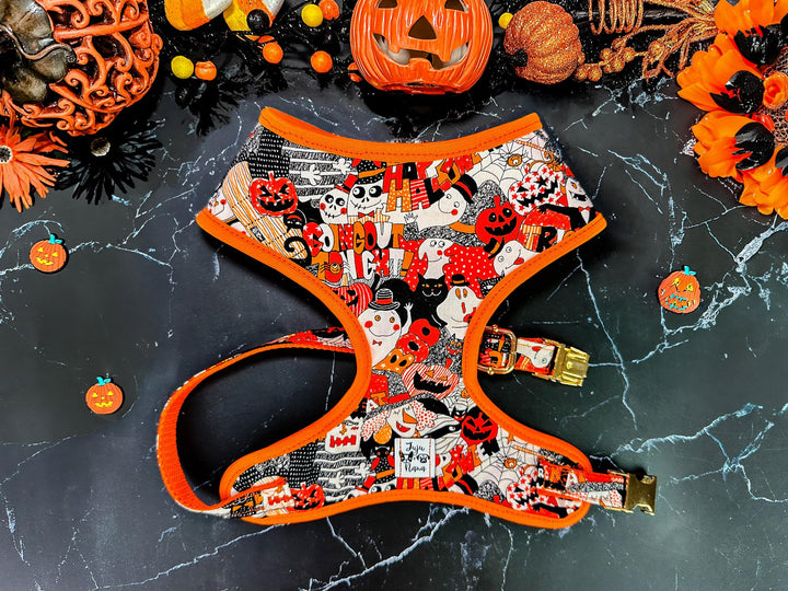 Halloween dog harness - Orange Ghost