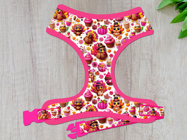 Thanksgiving dog harness - Pink Turkey