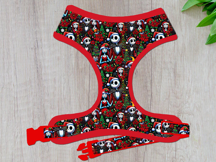 Nightmare before Christmas dog harness vest/ boy girl dog harness/ small medium dog harness/ winter holiday harness/ designer fabric harness