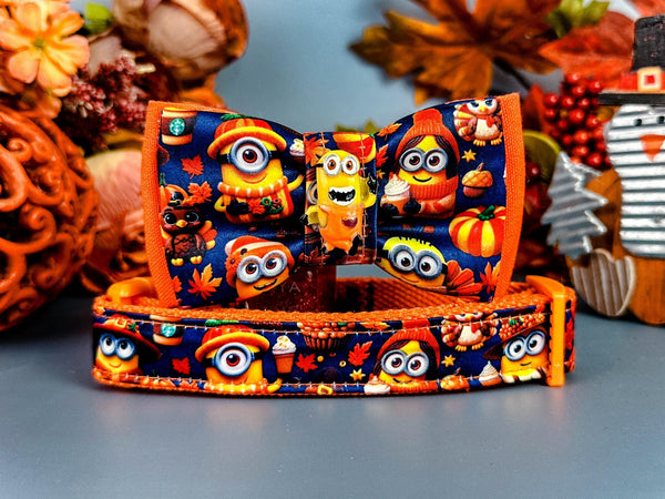 Dog collar with bow tie - Thanksgiving Minions