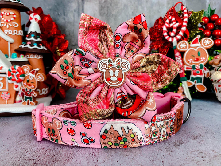 Christmas mickey gingerbread cookie dog collar flower/ girl cute dog collar/ holiday winter dog collar/ small large dog collar/ puppy collar