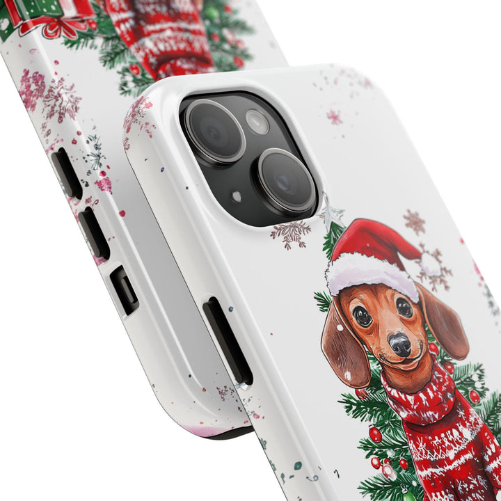 Christmas fawn dachshund dog Iphone case/ custom Christmas gift for dog owner lover for her/ personalized phone cover/ samsung phone case