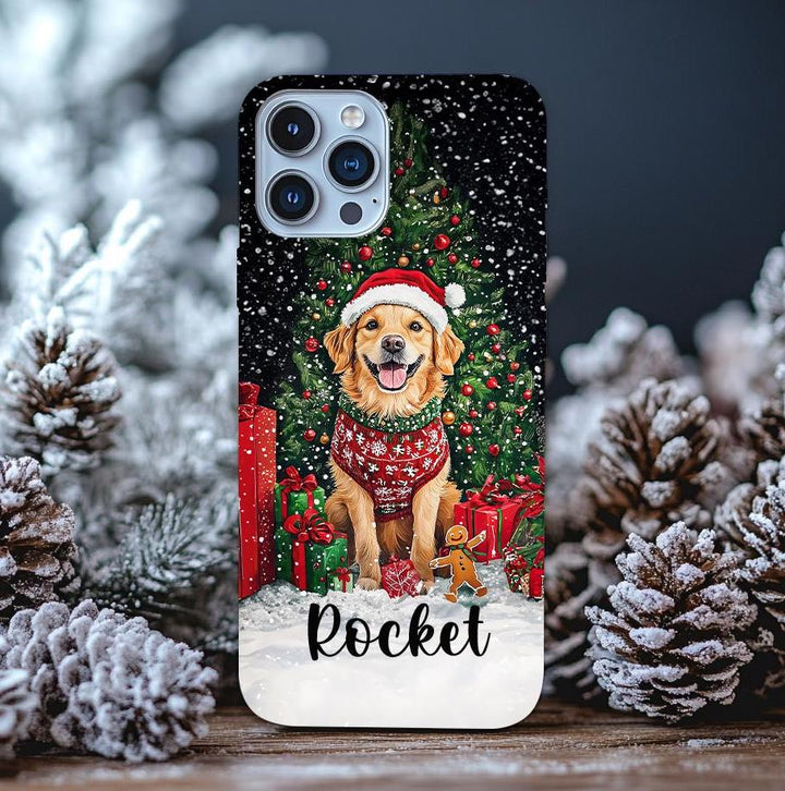 custom Christmas golden retriever dog Iphone case/ personalized gift for dog pet owner lover for her/ winter Samsung tough phone cover case