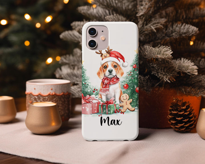 Christmas beagle dog Iphone case/ custom Christmas gift for dog owner lover/ personalized gift/ winter Samsung tough phone cover phone case