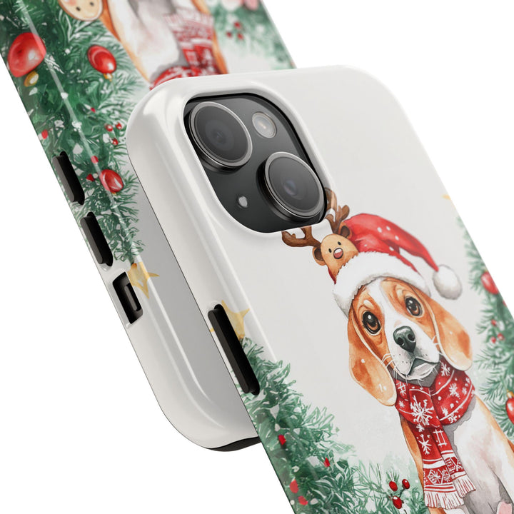 Christmas beagle dog Iphone case/ custom Christmas gift for dog owner lover/ personalized gift/ winter Samsung tough phone cover phone case