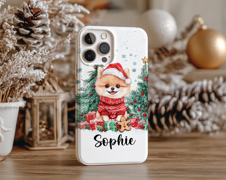 Christmas pomeranian dog Iphone case/ custom Christmas gift for dog owner lover for her/ personalized phone cover/ samsung phone case