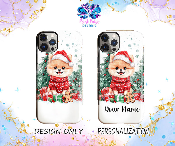 Christmas pomeranian dog Iphone case/ custom Christmas gift for dog owner lover for her/ personalized phone cover/ samsung phone case