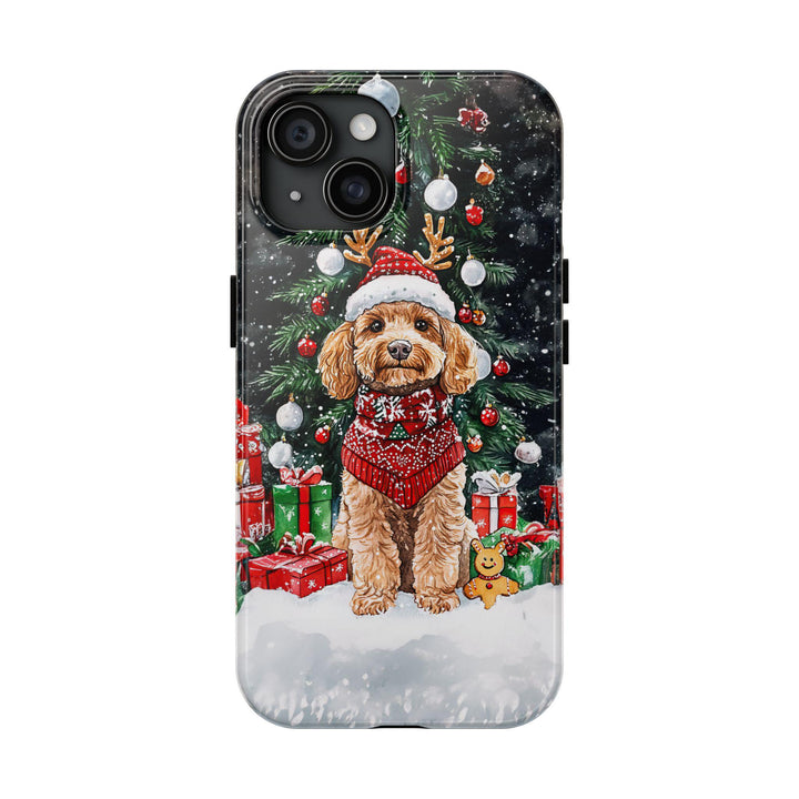 Christmas golden doodle dog Iphone case/ personalized gift for pet dog owner lover for him her/ custom winter Samsung phone case cover