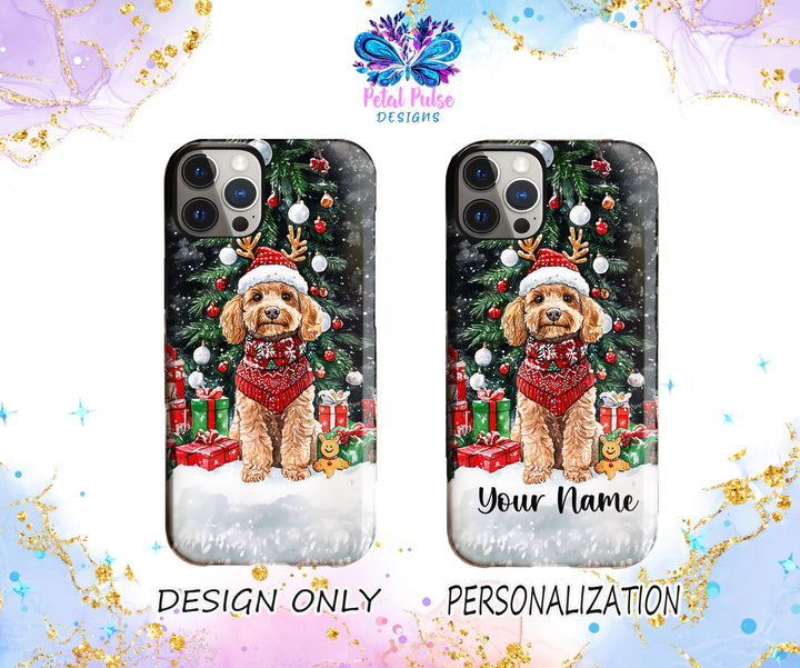 Christmas golden doodle dog Iphone case/ personalized gift for pet dog owner lover for him her/ custom winter Samsung phone case cover