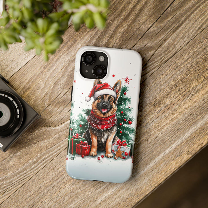 Personalized Christmas german shepherd dog Iphone case/ custom Christmas gift for dog pet owner lover/ Samsung tough winter phone cover case