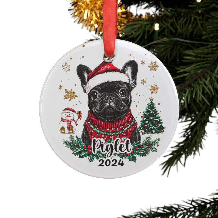 Personalized Black French Bulldog Christmas Ornament keepsake/ Custom 1st Christmas Gift for Dog Owners/ Holiday Tree Decoration for Dog Mom