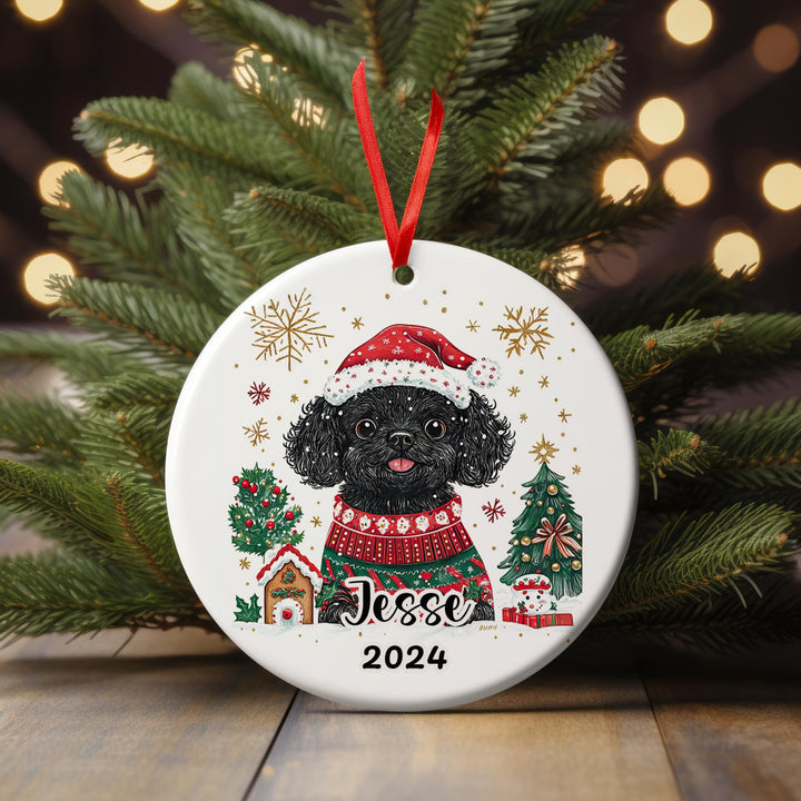 Personalized Christmas poodle golden doodle Ornament/ Custom First Christmas Gift for Dog Lover owner mom/ puppy pet Xmas present Ornament