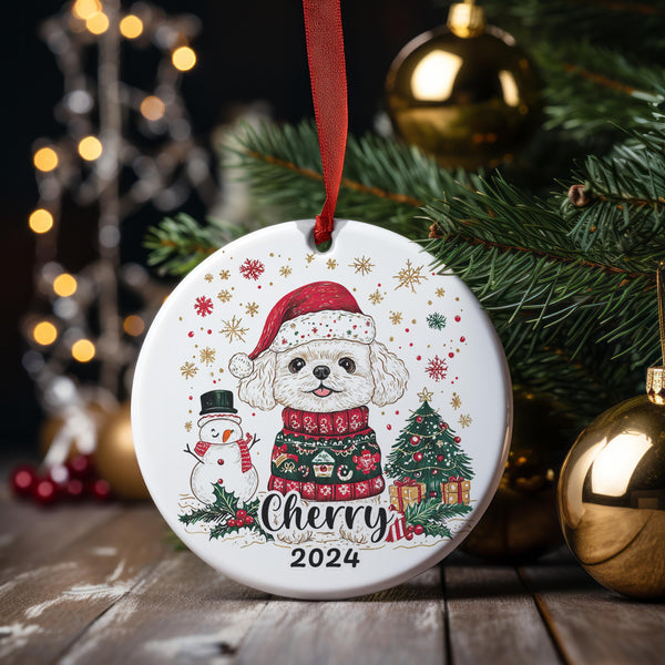 Custom white Poodle Christmas Ornament - Personalized Doodle Dog Gift for Dog Lovers | Unique Holiday Decor