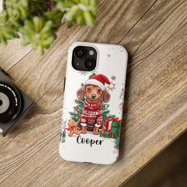 Christmas fawn dachshund dog Iphone case/ custom Christmas gift for dog owner lover for her/ personalized phone cover/ samsung phone case