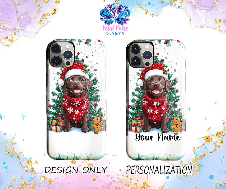 Personalized Christmas labrador retriever dog Iphone case/ custom Christmas gift for dog owner lover/ gift for her him/ Samsung phone cover