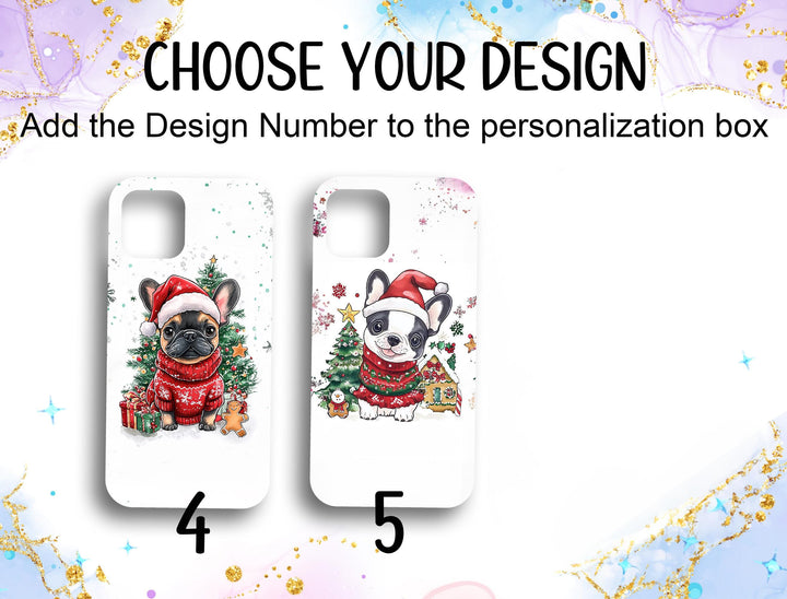 custom Christmas french bulldog phone case/ winter frenchie phone cover/ samsung iphone case/ Christmas gift for dog lover owner her him