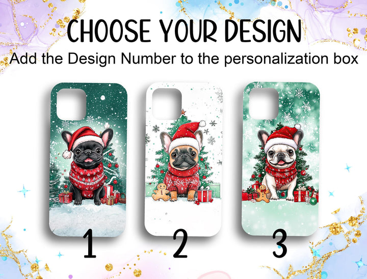 custom Christmas french bulldog phone case/ winter frenchie phone cover/ samsung iphone case/ Christmas gift for dog lover owner her him