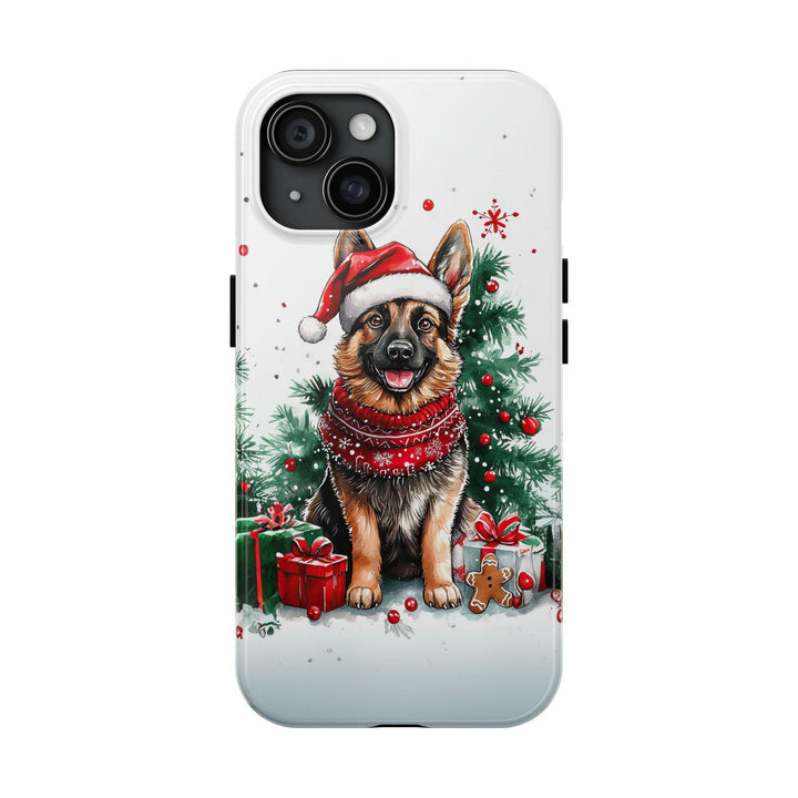 Personalized Christmas german shepherd dog Iphone case/ custom Christmas gift for dog pet owner lover/ Samsung tough winter phone cover case