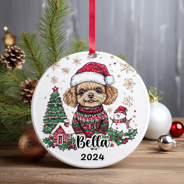 Personalized Christmas poodle golden doodle Ornament/ Custom First Christmas Gift for Dog Lover owner mom/ puppy pet Xmas present Ornament