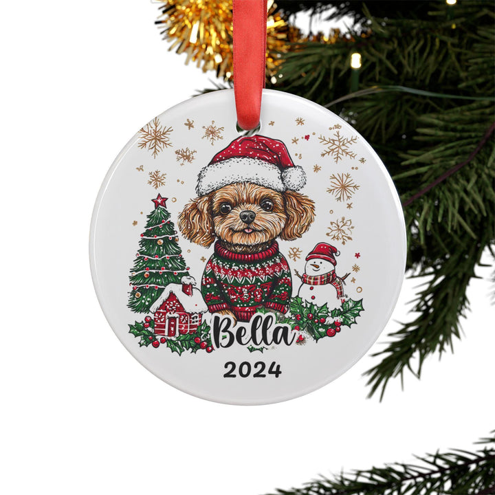 Personalized Christmas poodle golden doodle Ornament/ Custom First Christmas Gift for Dog Lover owner mom/ puppy pet Xmas present Ornament