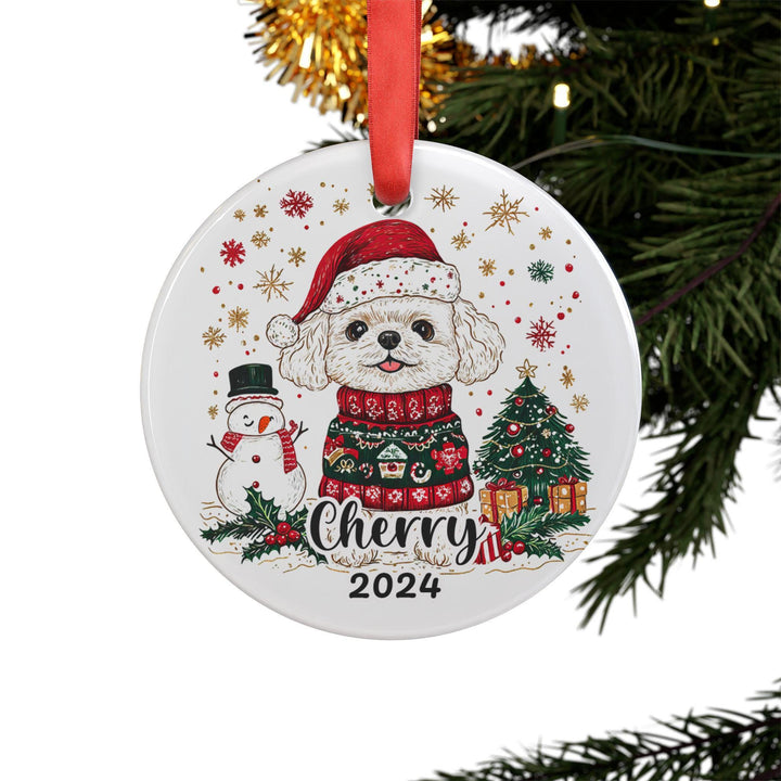 Custom white Poodle Christmas Ornament - Personalized Doodle Dog Gift for Dog Lovers | Unique Holiday Decor