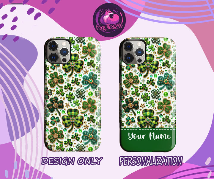 St patrick’s day shamrock plaid iphone case/ st paddy clover phone cover/ st patty tough phone case/ green Personalized Samsung Phone Case