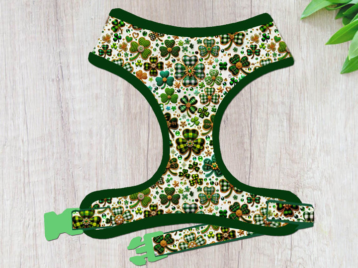 St. Patrick's day shamrock dog harness/ boy girl dog harness vest/ clover harness/ small medium festive dog harness/ st paddy patty harness