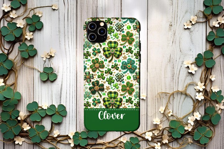 St patrick’s day shamrock plaid iphone case/ st paddy clover phone cover/ st patty tough phone case/ green Personalized Samsung Phone Case