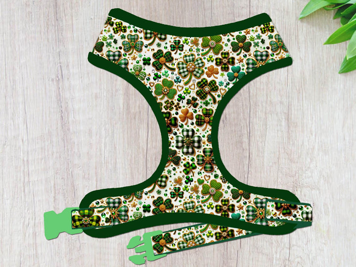 St. Patrick's day shamrock dog harness/ boy girl dog harness vest/ clover harness/ small medium festive dog harness/ st paddy patty harness