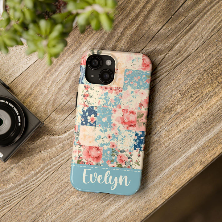 MagSafe Vintage Patchwork Floral tough iPhone Case/ Plaid magnet Flower Phone Cover/ Custom Personalized Samsung Case/ retro Gift for Her