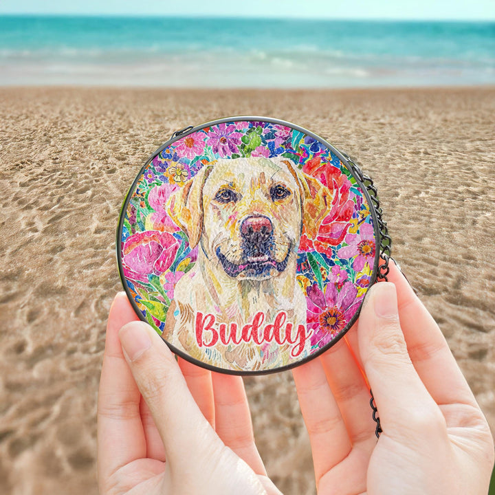 Yellow Labrador Retriever Stained Glass Suncatcher/ Personalized Pet Name memorial Gift for dog Lover/ custom window Decor/ gift for her him