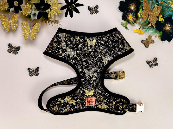 butterfly dog Harness leash set/ pink Girl dog harness vest/ cute glitter dog harness and lead/ female floral harness/ custom harness