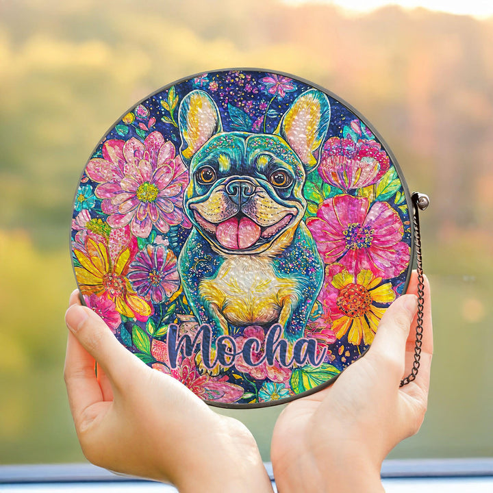 French Bulldog Stained Glass memorial Suncatcher/ Personalized Pet Name Gift for Frenchie dog Lovers/ home window Decor/ gift for her him