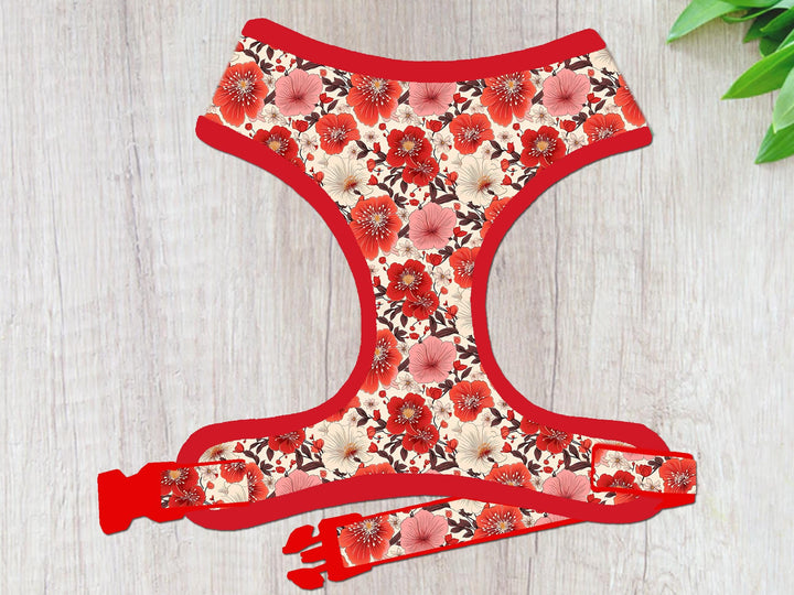 Japanese kimono floral dog harness vest/ girl flower dog harness/ cherry blossom harness/ glitter sakura harness/ small medium puppy harness