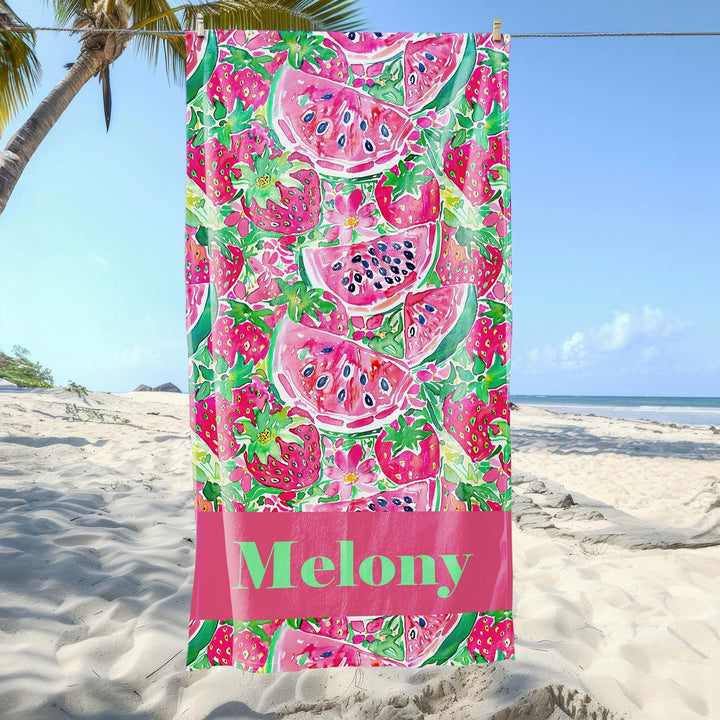 Tropical sailorboat nautical Preppy Beach Towel/ Coastal Style/ Yacht Club Vibe Personalized Name Gift/ Summer Bachelorette Trip Must-Have