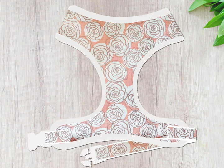 spring rose floral dog harness vest/ custom girl flower dog harness/ cute pink harness/ pet accessories gift for dog lover/valentine harness