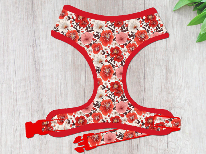 Japanese kimono floral dog harness vest/ girl flower dog harness/ cherry blossom harness/ glitter sakura harness/ small medium puppy harness