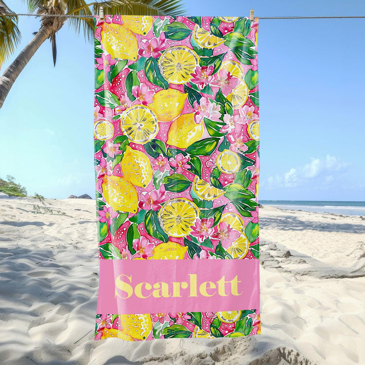 Tropical sailorboat nautical Preppy Beach Towel/ Coastal Style/ Yacht Club Vibe Personalized Name Gift/ Summer Bachelorette Trip Must-Have