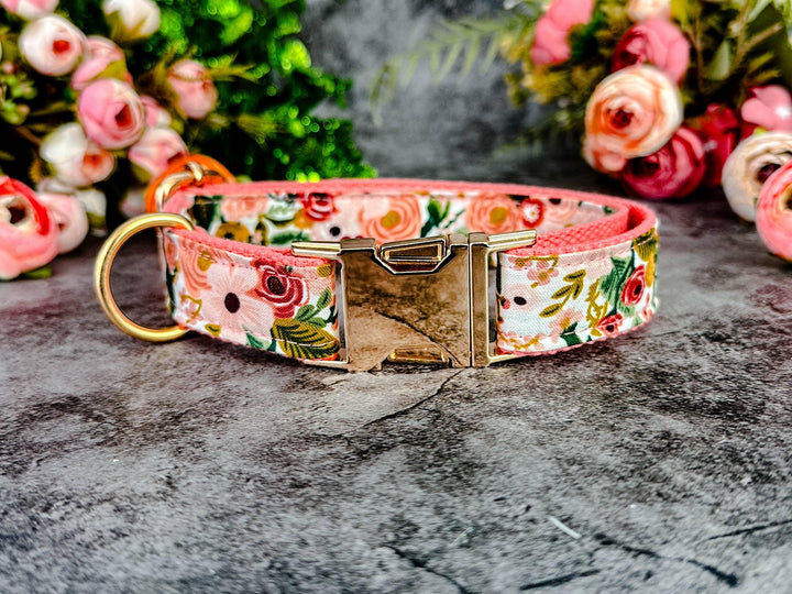 Rifle paper co floral dog collar/ girl flower rosa Ranunculus dog collar/ custom boho summer autumn dog collar/ large small puppy dog collar