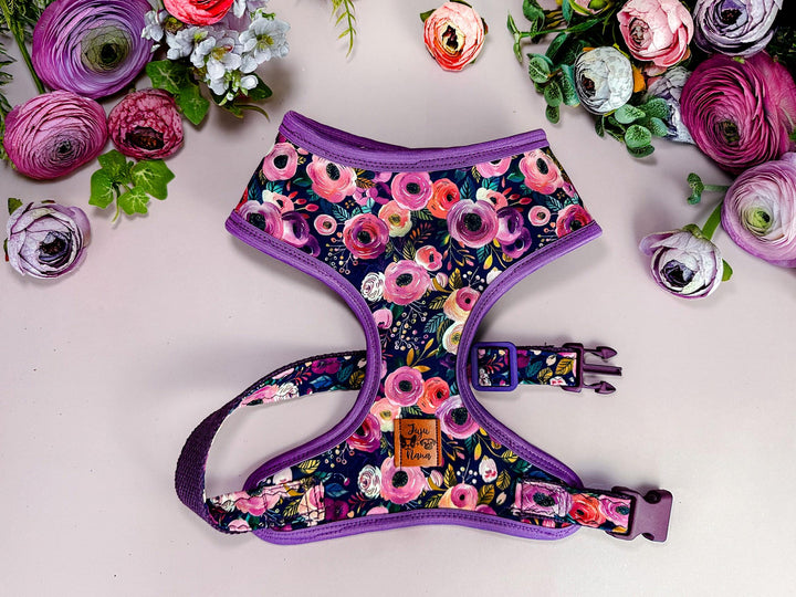 Dog harness - Purple rose and wildflower